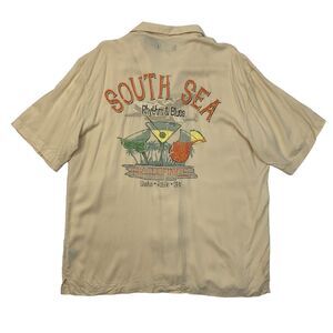 Vintage Puritan Hawaiian Shirt Mens L Large Light Tan South Sea Rhythm & Blues